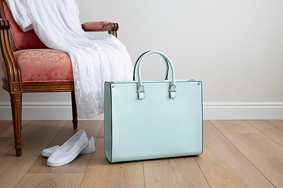 Oversized LDS Temple Bag for Women – Tall, Slim Design Fits Most Temple Lockers – Zipper Closure, Separate Compartments for Clothes – Adjustable Shoulder Strap – Robin Egg Blue