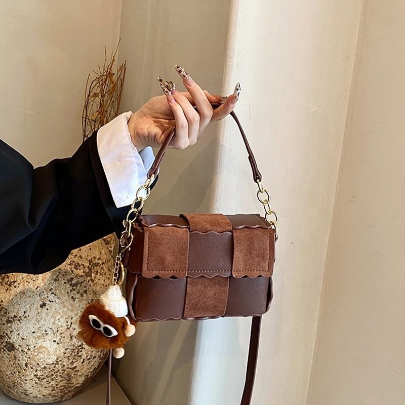 DIY Handmade Leather Suede Woven Handbag