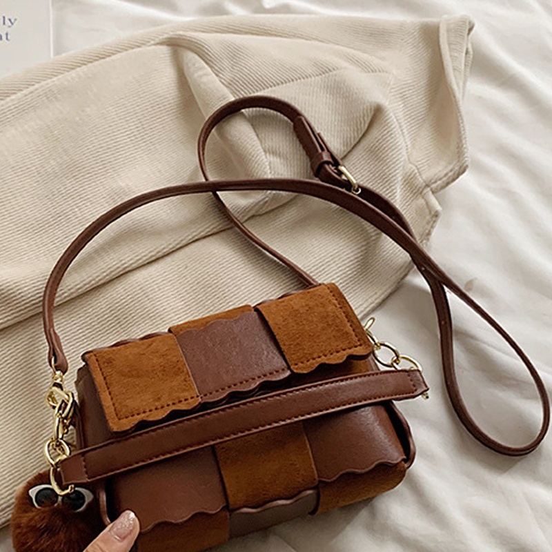DIY Handmade Leather Suede Woven Handbag