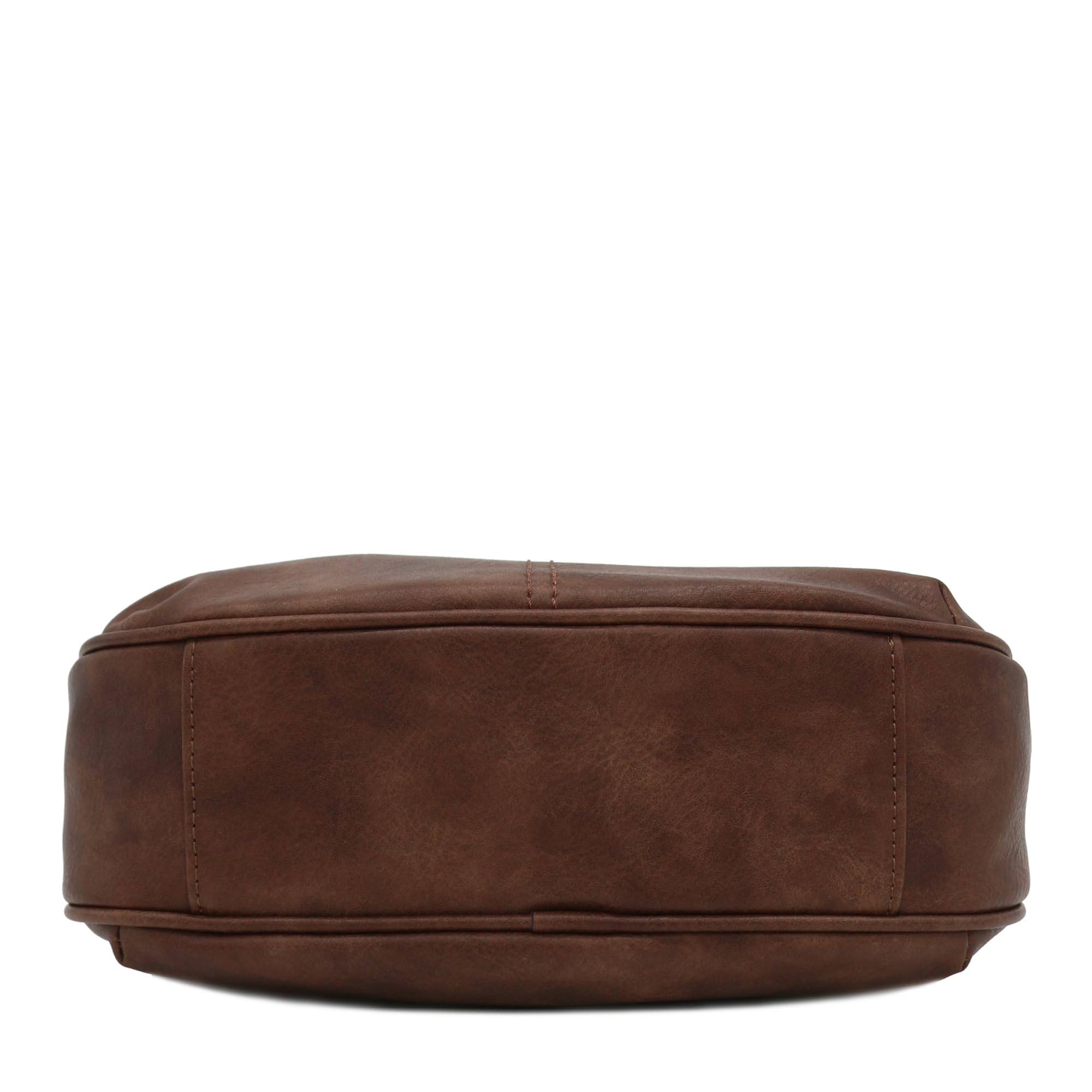 Faux Leather Two Front Zipper Pocket Crossbody Saddle Bag