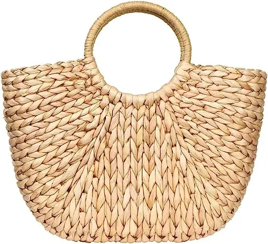bamboo Rattan Woven Hand bag Ladies Messenger Beach Straw Clutch Tote Bag