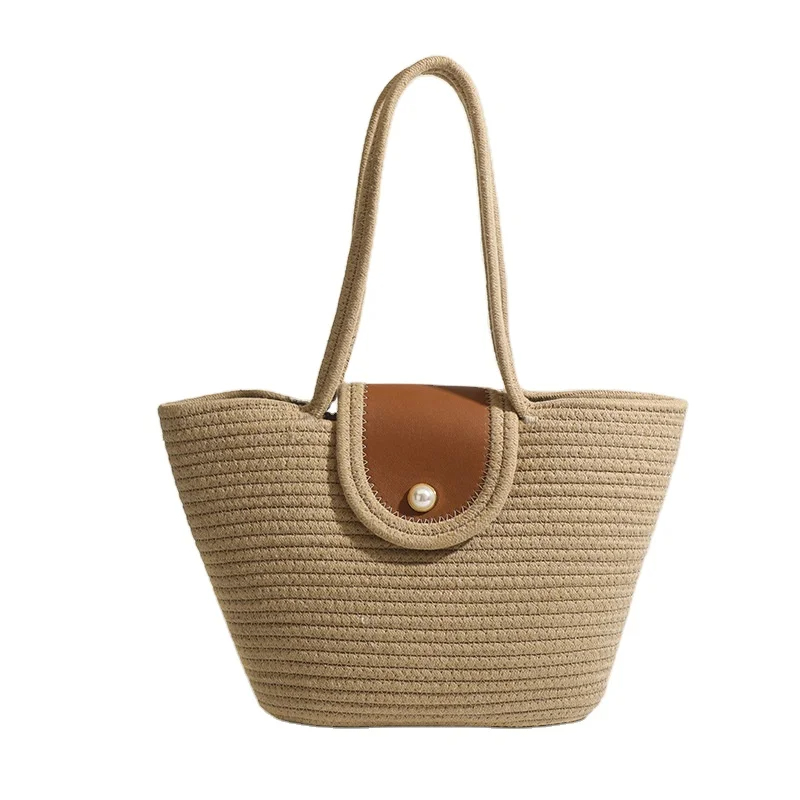 Trendy Woven Large Capacity Ladies Shoulder Bags High Quality Handbags Fashion Beach Tote Bag For Women