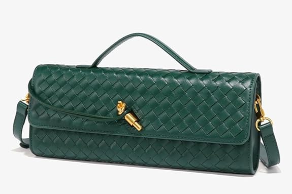 Trendy Woven Evening Clutch Purses Women Underarm Shoulder Handbag Cute Satchels Crossbody Purse PU Leather Wallet