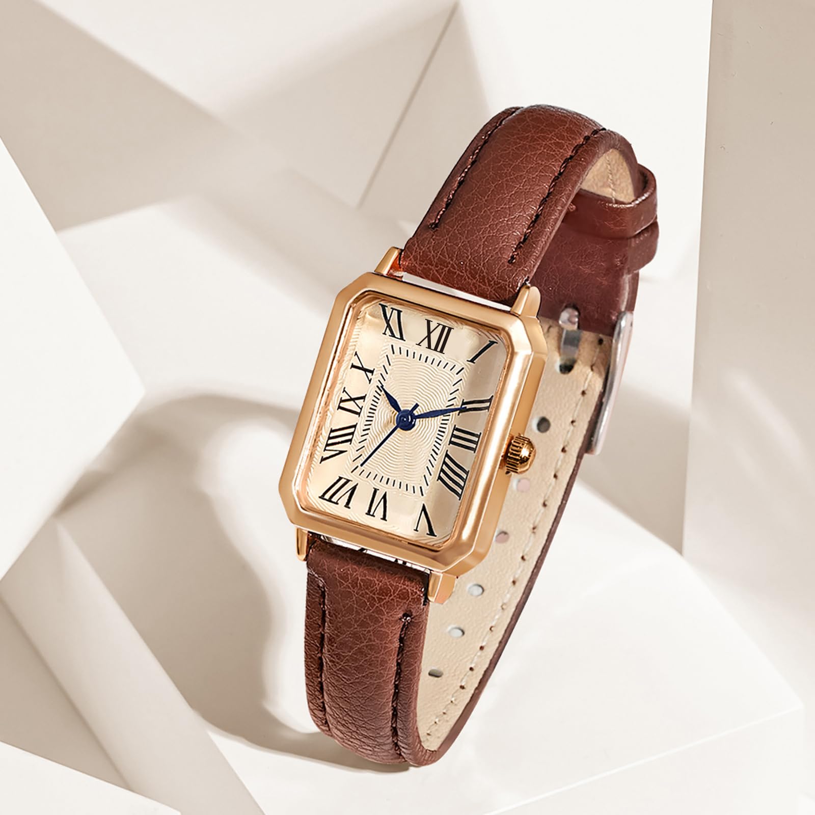 Leather Strap Watches for Women Elegant Dainty Ladies Watch Vintage Rectangle Women Quartz Wrist Watch