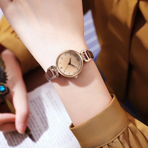 Stylish Retro Brown Women's Quartz Watch with Small Size, Vintage Leather Bracelet and Fashionable Design | Quality Ladies Wristwatch for Women