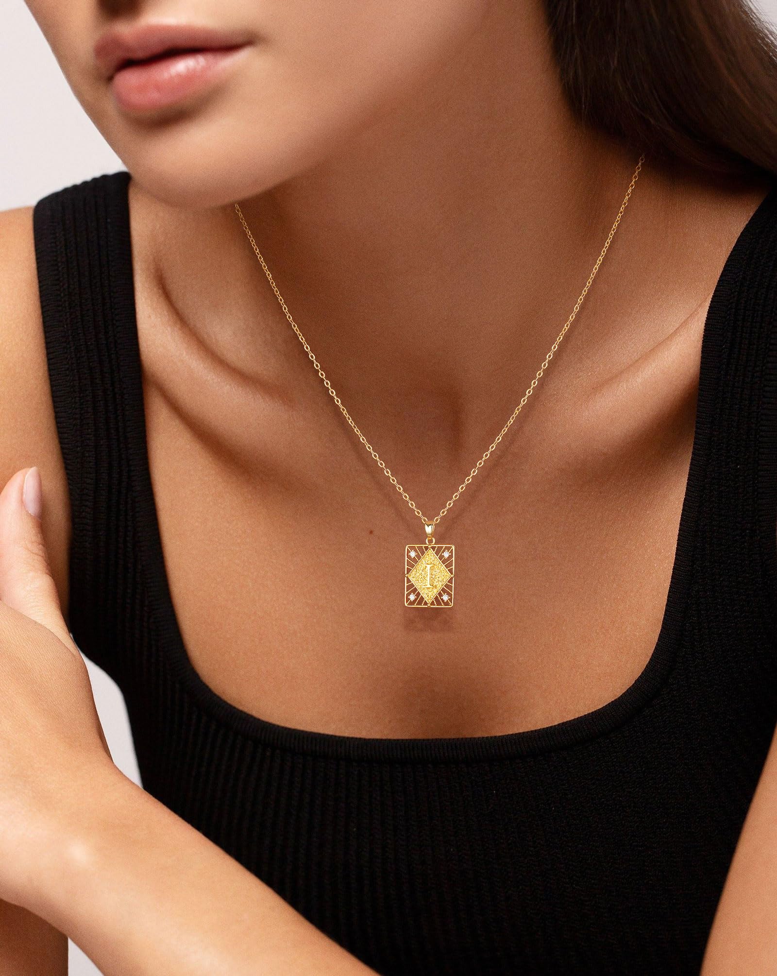 Initial Necklace for Women Dainty Plated Letter Pendant Choker Capital Alhpabets Monogram Name Personalized Charm Chain Necklaces Trendy Jewelry Gift